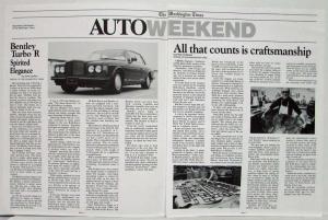 1992 Bentley Turbo R Spirited Elegance by Washington Times & other News Reprints