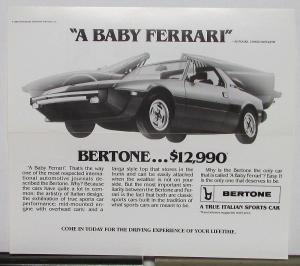 1984 Bertone X1/9 A Baby Ferrari Sales Folder
