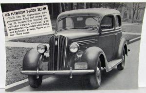 1936 1937 Plymouth Sedan Used Car Dealer Sales Postcard Set A L Parsons New York