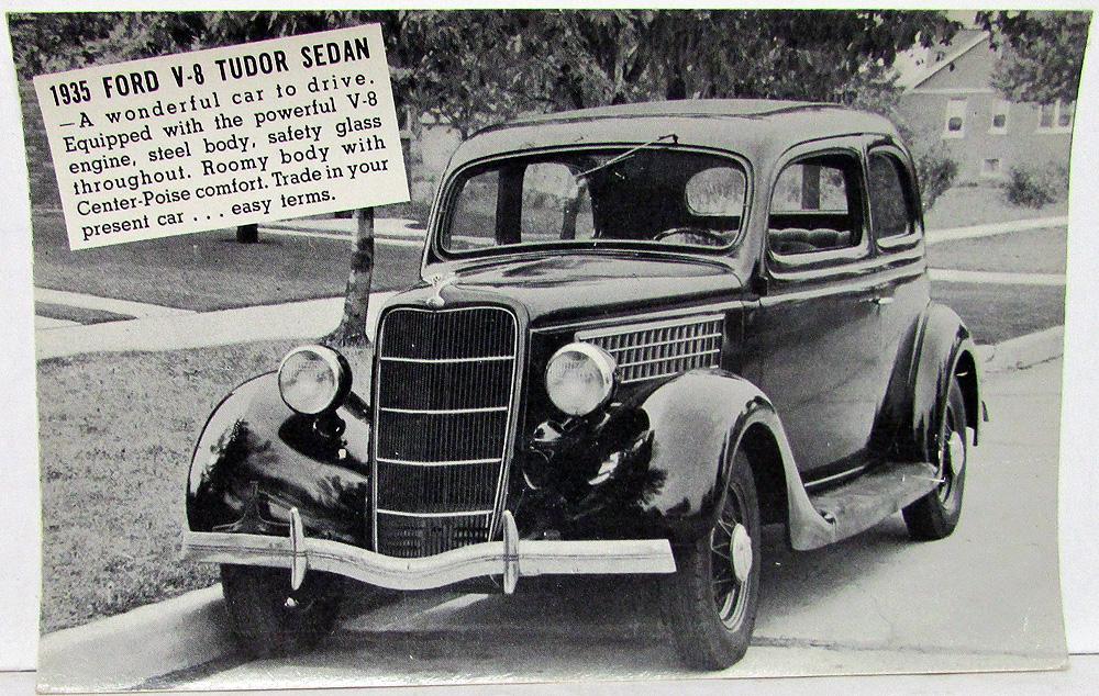1935 Ford V8 Tudor Sedan Used Car Dealer Sales Postcard A L Parsons New York