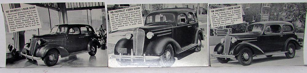 1936 1937 Chevrolet Sedan Used Car Dealer Postcard Set A L Parsons New York Rare
