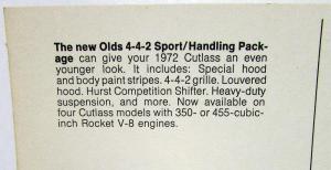 1972 Oldsmobile Cutlass 442 Dealer Promotional Postcards Pair Sport Package Orig