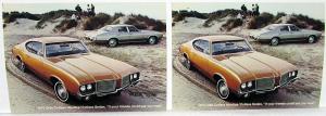 1972 Oldsmobile Cutlass Hardtop/Sedan Dealer Promotional Postcards Pair Original