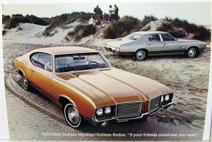 1972 Oldsmobile Cutlass Hardtop/Sedan Dealer Promotional Postcards Pair Original