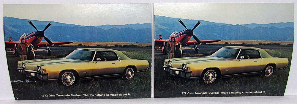 1972 Oldsmobile Toronado Custom Dealer Promotional Postcards Pair Original