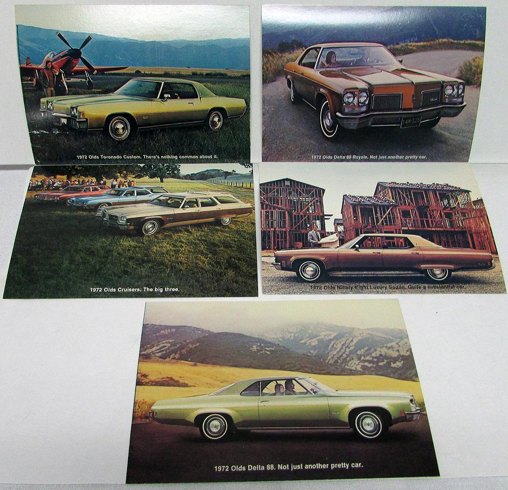 1972 Oldsmobile Dealer Promotional Postcard Set Toronado 88 98 Cruiser Wagons