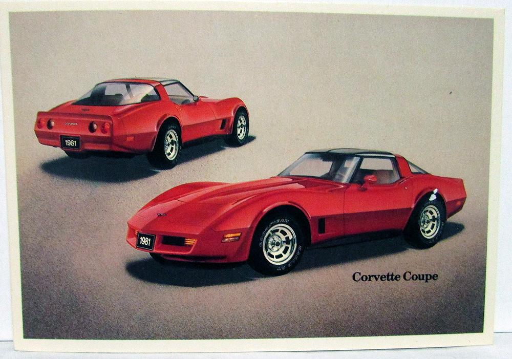 1981 Chevrolet Corvette Dealer Promotional Postcard Red Coupe Chevy GM Original