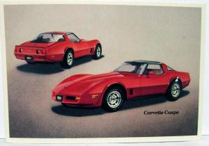 1981 Chevrolet Corvette Dealer Promotional Postcard Red Coupe Chevy GM Original