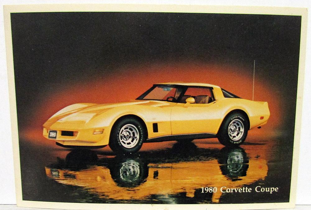 1980 Chevrolet Corvette Dealer Promotional Postcard Yellow Coupe Chevy GM Orig