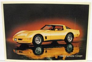 1980 Chevrolet Corvette Dealer Promotional Postcard Yellow Coupe Chevy GM Orig