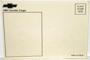 1980 Chevrolet Corvette Dealer Promotional Postcard Yellow Coupe Chevy GM Orig