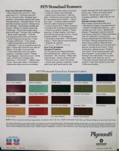 1975 Plymouth Gran Fury Brougham Custom Color Sales Brochure Original