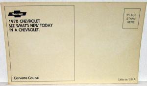 1978 Chevy Corvette Dealer Promotional Postcard Silver Coupe 25th Anniversary