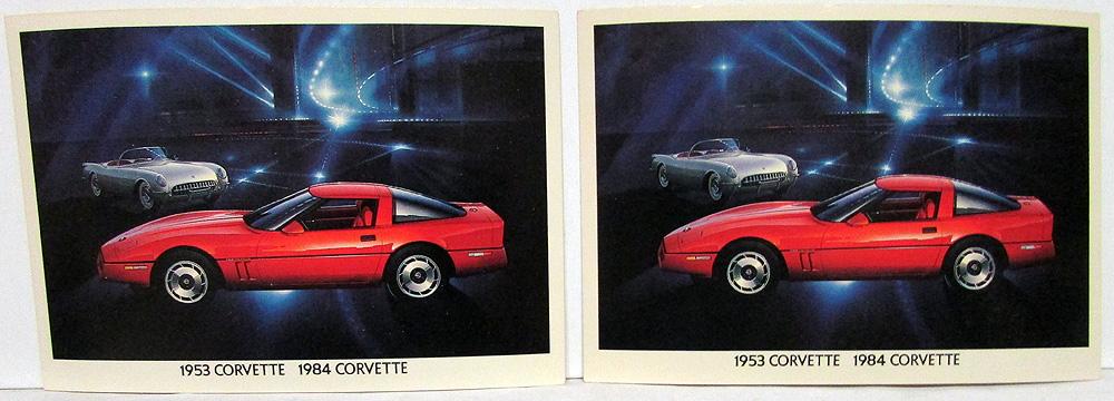 1984 & 1953 Chevrolet Corvette Dealer Promotional Postcard Chevy Original Pair