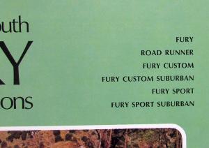 1975 Plymouth Fury & Road Runner Specification Folder Canadian Original