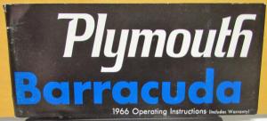 1966 Plymouth Barracuda Owners Manual Original Operating Instructions