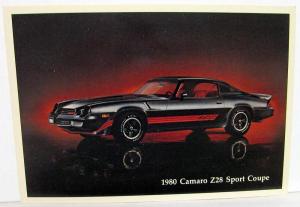 1980 Chevrolet Camaro Dealer Promotional Postcard Z28 Sport Coupe Chevy Original