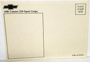 1980 Chevrolet Camaro Dealer Promotional Postcard Z28 Sport Coupe Chevy Original