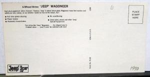 1970 Jeep Wagoneer Dealer Promotional Postcard 4 Wheel Drive Original