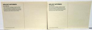 1979 Dodge Colt Dealer Promotional Postcard Pair Hatchback Large Original