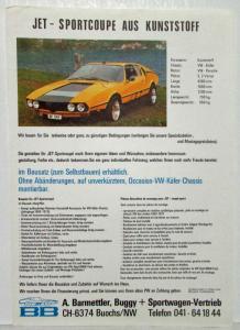 1969 BB Jet-Sporcoupe Made of Plastic Spec Sheet - German Text