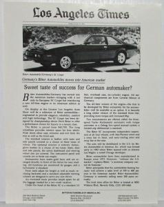 1984 Bitter Collection of Reprint Articles & Spec Sheet