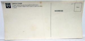 1978 Lancia Coupe Dealer Promotional Postcard Large Original