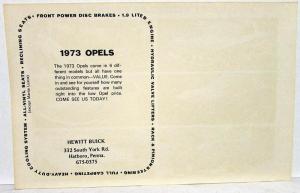 1973 Opel Dealer Promotional Postcard Full Line Large Original