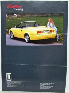 1989 Bitter Type 3 Specifications Brochure - Yellow Car