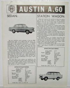 1962 BMC Exciting Range of Passenger Cars Sales Brochure