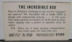 1959-1964 BMC The Incredible 850 Folding Sales Card