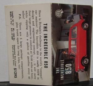 1959-1964 BMC The Incredible 850 Folding Sales Card