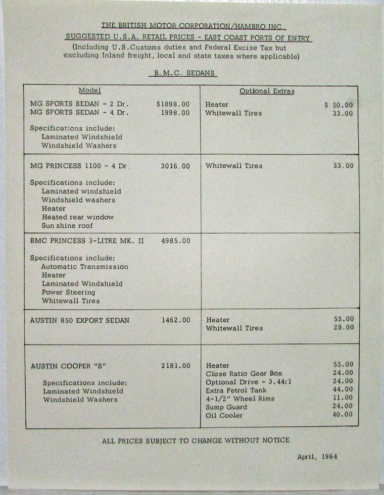 1964-bmc-price-list-for-us-market