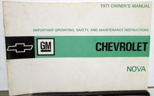 1971 Chevrolet Nova Owners Manual Original Includes SS