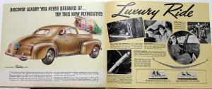 1940 Plymouth Roadking Sales Brochure With Envelope & Quality Comparison Chart
