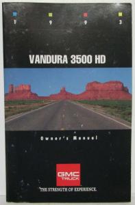 1993 GMC Truck Vandura 3500 HD Owners Manual