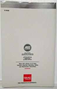 1994 GMC Truck Sonoma Owners Manual