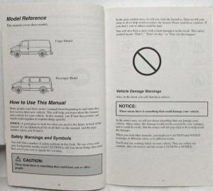 1995 GMC Truck Safari Owners Manual