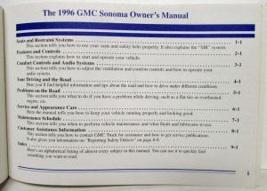 1996 GMC Truck Sonoma Owners Manual