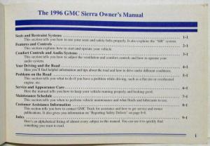 1996 GMC Truck Sierra Pickup Owners Manual