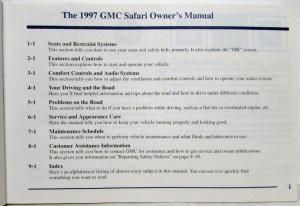 1997 GMC Truck Safari Owners Manual and Supplement Page