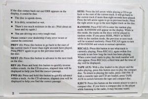 1997 GMC Truck Safari Owners Manual and Supplement Page