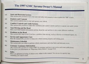 1997 GMC Truck Savana Owners Manual
