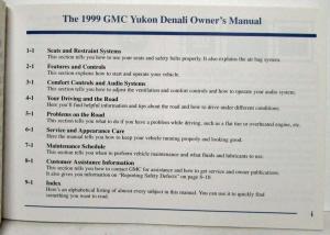 1999 GMC Truck Yukon Denali Owners Manual