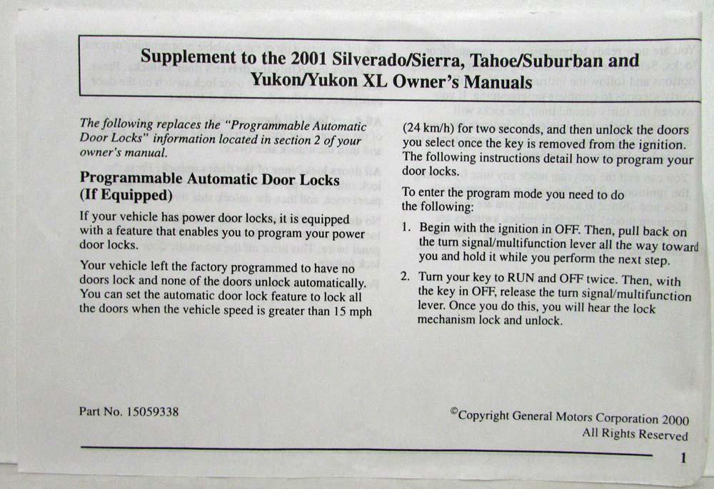 2001 silverado service manual