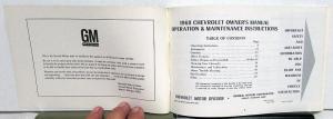 1968 Chevrolet Owners Manual Original Chevy 68 Biscayne Bel Air Impala Caprice