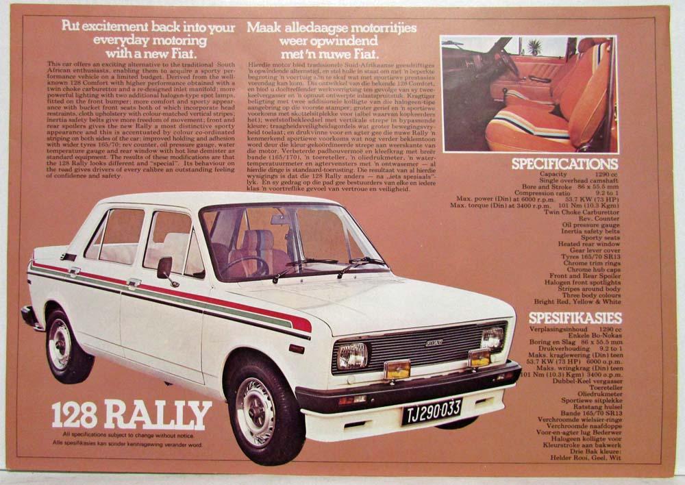 1970-1979 Fiat 128 and 131 Spec Sheet - English &… | AutoPaper