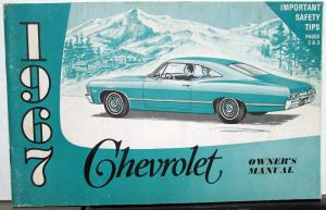 1967 Chevrolet Owners Manual Impala Caprice Super Sport Convertible Wagon Orig