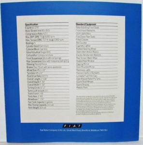 1979 Fiat Berlinetta Special Series Sales Folder - UK Market