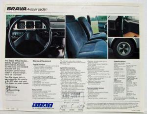 1979 Fiat Brava 4-Door Sedan Spec Sheet from Chicago Auto Show